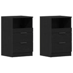 Bedside Cabinet 2 pcs Black Oak 40 x 36 x 65 cm Engineered Wood