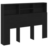Headboard Cabinet Black Oak 140 x 19 x 103,5 cm Engineered Wood - Front View