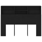Headboard Cabinet Black Oak Engineered Wood