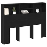 Headboard Cabinet Black Oak 140 x 19 x 103,5 cm Engineered Wood - Side View