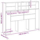 Headboard Cabinet Black oak 140 x 19 x 103.5 cm Engineered wood - Extra Image