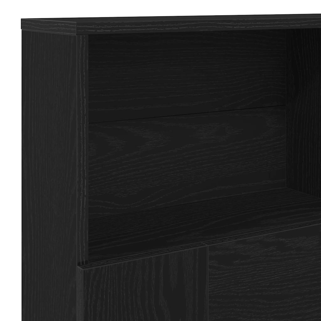 Headboard Cabinet Black Oak 160 x 19 x 103,5 cm Engineered Wood