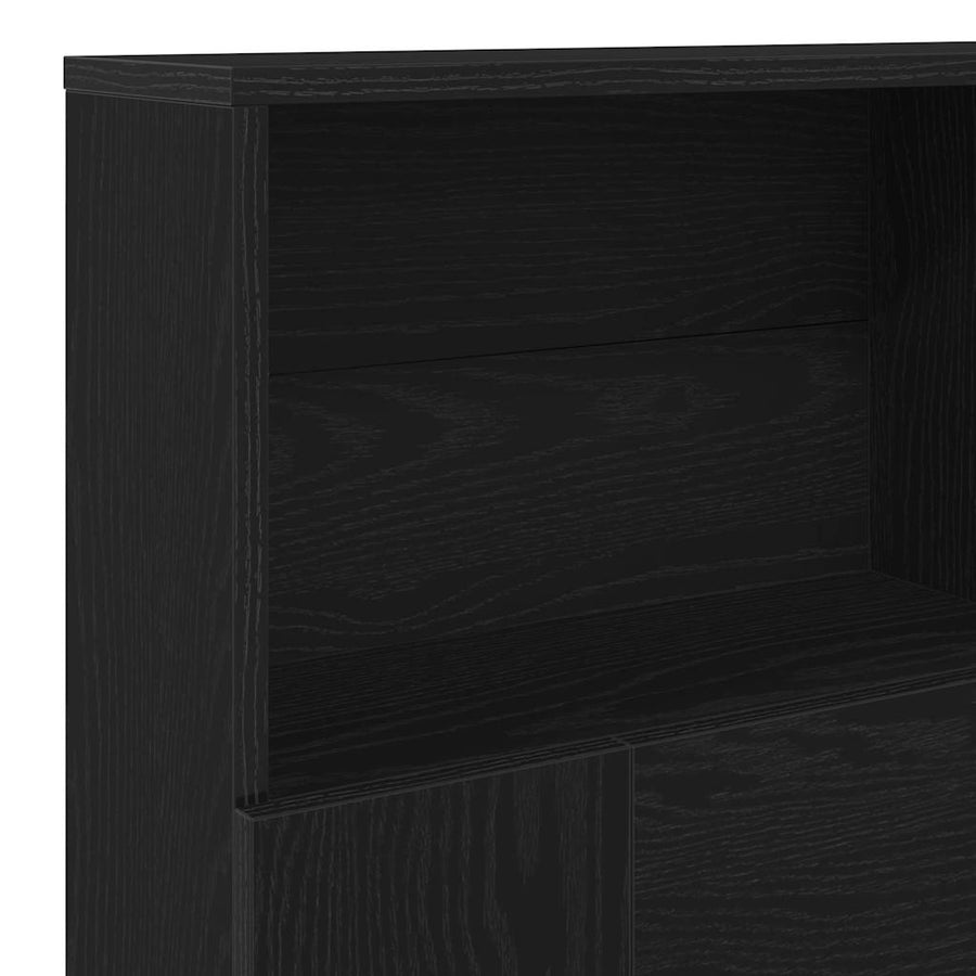 Headboard Cabinet Black Oak Engineered Wood