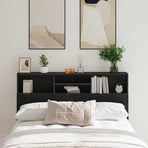 Headboard Cabinet Black Oak Engineered Wood