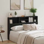 Headboard Cabinet Black Oak Engineered Wood