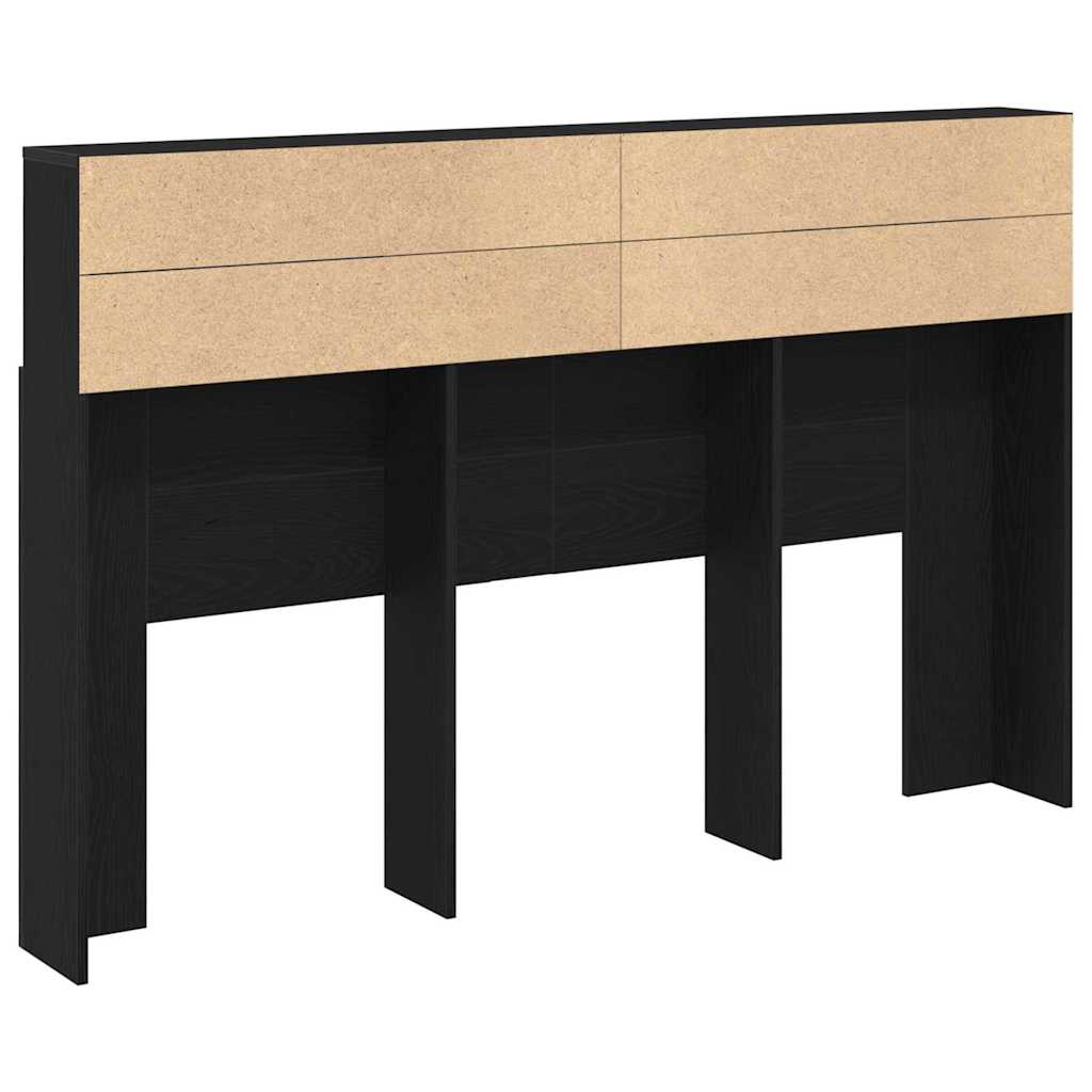 Headboard Cabinet Black oak 160 x 19 x 103.5 cm Engineered wood