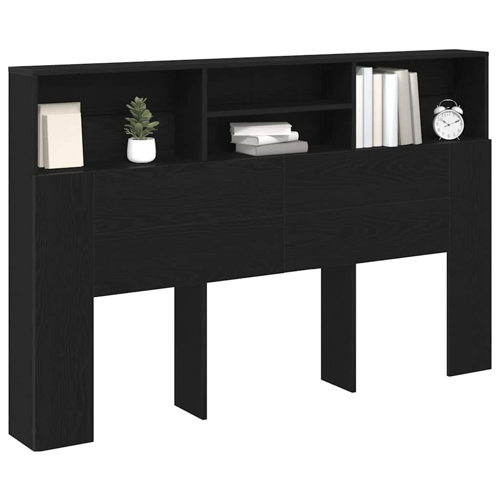 Headboard Cabinet Black Oak 160 x 19 x 103,5 cm Engineered Wood