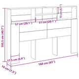 Headboard Cabinet Black Oak 160 x 19 x 103,5 cm Engineered Wood