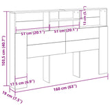 Headboard Cabinet Black oak 160 x 19 x 103.5 cm Engineered wood - Extra Image