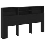 Headboard Cabinet Black Oak 180 x 19 x 103,5 cm Engineered Wood - Front View