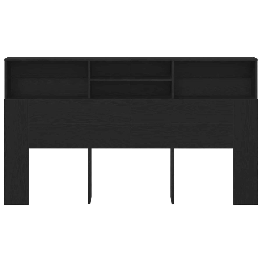 Headboard Cabinet Black Oak Engineered Wood