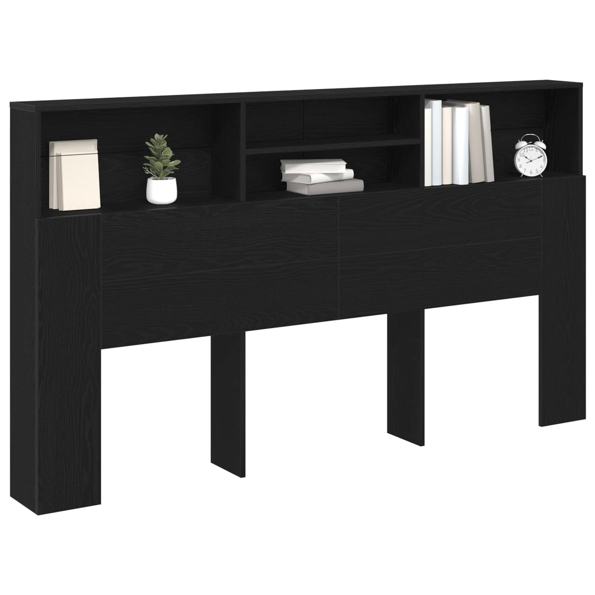 Headboard Cabinet Black Oak 180 x 19 x 103,5 cm Engineered Wood
