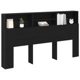 Headboard Cabinet Black Oak 180 x 19 x 103,5 cm Engineered Wood - Side View