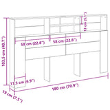Headboard Cabinet Black Oak 180 x 19 x 103,5 cm Engineered Wood - Extra Image