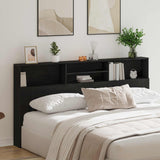 Headboard Cabinet Black Oak 200 x 19 x 103,5 cm Engineered Wood - Top-Down View