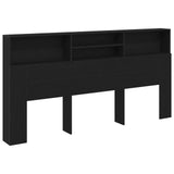 Headboard Cabinet Black Oak 200 x 19 x 103,5 cm Engineered Wood - Front View