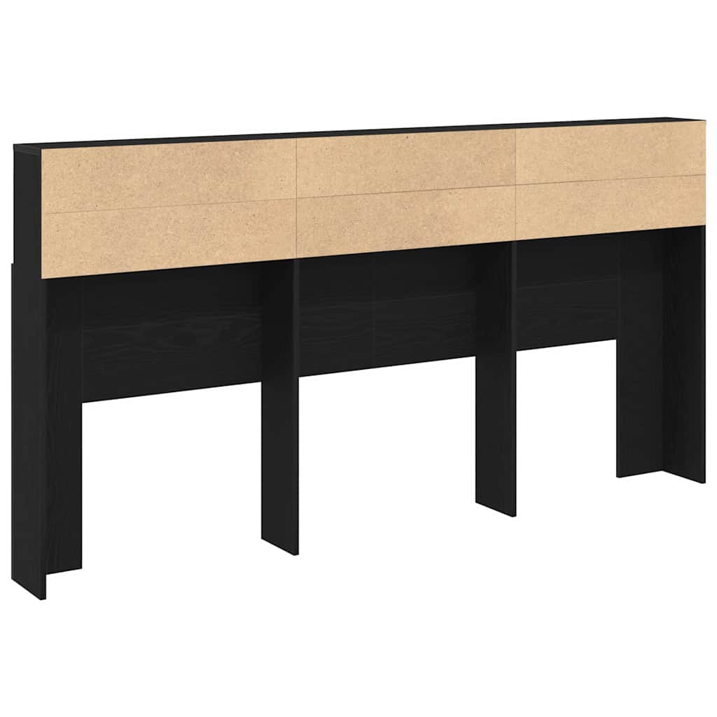 Headboard Cabinet Black oak 200 x 19 x 103.5 cm Engineered wood