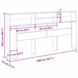 Headboard Cabinet Black Oak 200 x 19 x 103,5 cm Engineered Wood