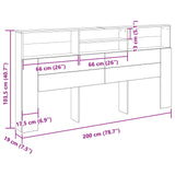 Headboard Cabinet Black Oak 200 x 19 x 103,5 cm Engineered Wood - Extra Image