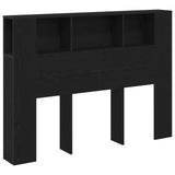 Headboard Cabinet with Storage Black Oak Engineered Wood