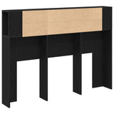 Headboard Cabinet with Storage Black Oak Engineered Wood - Close-Up Angle