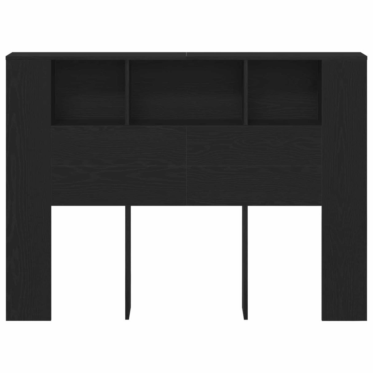 Headboard Cabinet with Storage Black Oak Engineered Wood