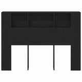 Headboard Cabinet with Storage Black Oak Engineered Wood