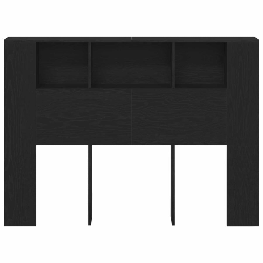Headboard Cabinet Black Oak Engineered Wood