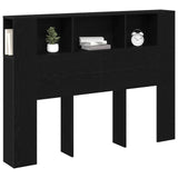 Headboard Cabinet with Storage Black Oak Engineered Wood - Side View