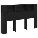 Headboard Cabinet Black Oak Engineered Wood