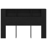 Headboard Cabinet with Storage Black Oak Engineered Wood - 45-Degree Angle