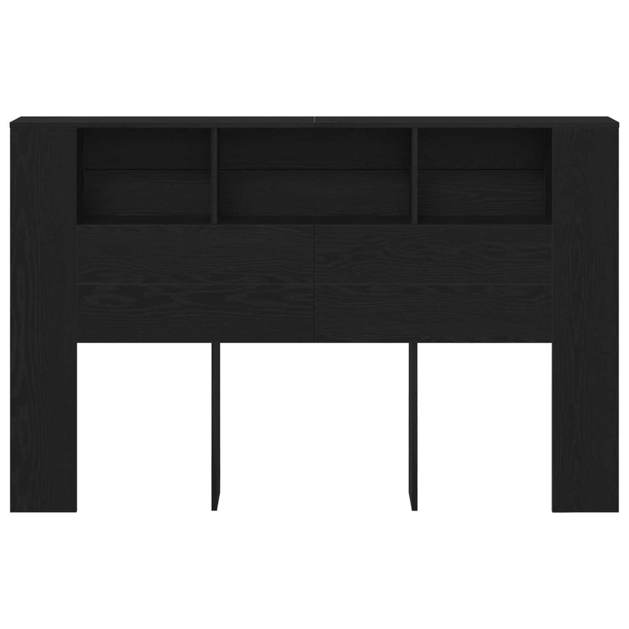 Headboard Cabinet Black Oak Engineered Wood