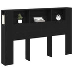 Headboard Cabinet Black Oak Engineered Wood