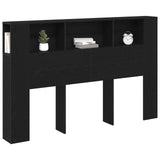 Headboard Cabinet with Storage Black Oak Engineered Wood - Side View