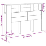 Headboard Cabinet with Storage Black Oak Engineered Wood