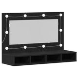 Mirror Cabinet Black Oak 90 x 31,5 x 62 cm Engineered Wood - Front View