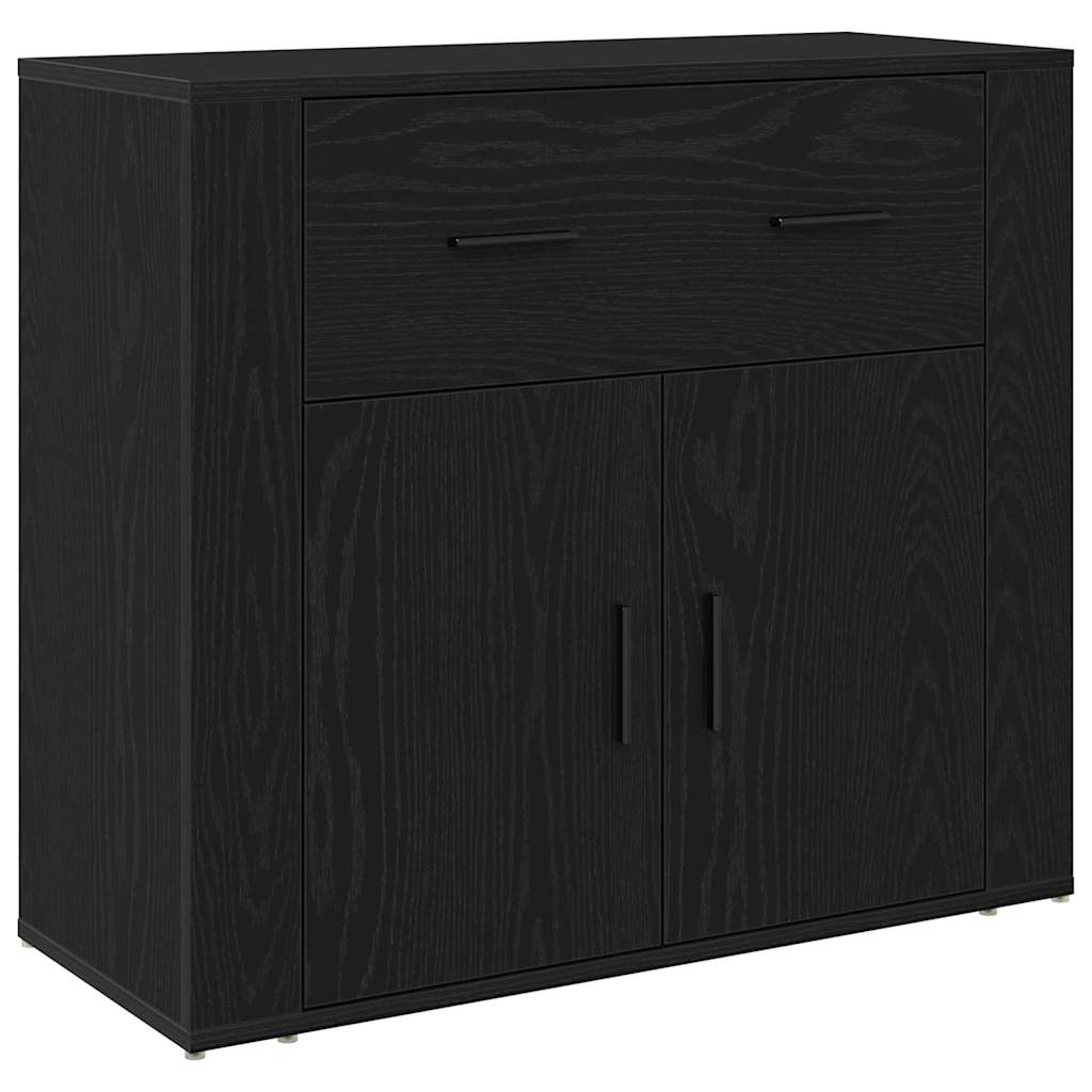 Sideboard with Drawer Black Oak 80 x 33 x 70 cm Engineered Wood