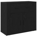 Sideboard with Drawer Black Oak 80 x 33 x 70 cm Engineered Wood