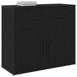 Sideboard with Drawer Black Oak 80 x 33 x 70 cm Engineered wood - Side View