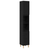 Bathroom Cabinet Black Oak 30 x 30 x 190 cm Engineered Wood