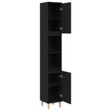 Bathroom Cabinet Black Oak 30 x 30 x 190 cm Engineered Wood - 45-Degree Angle