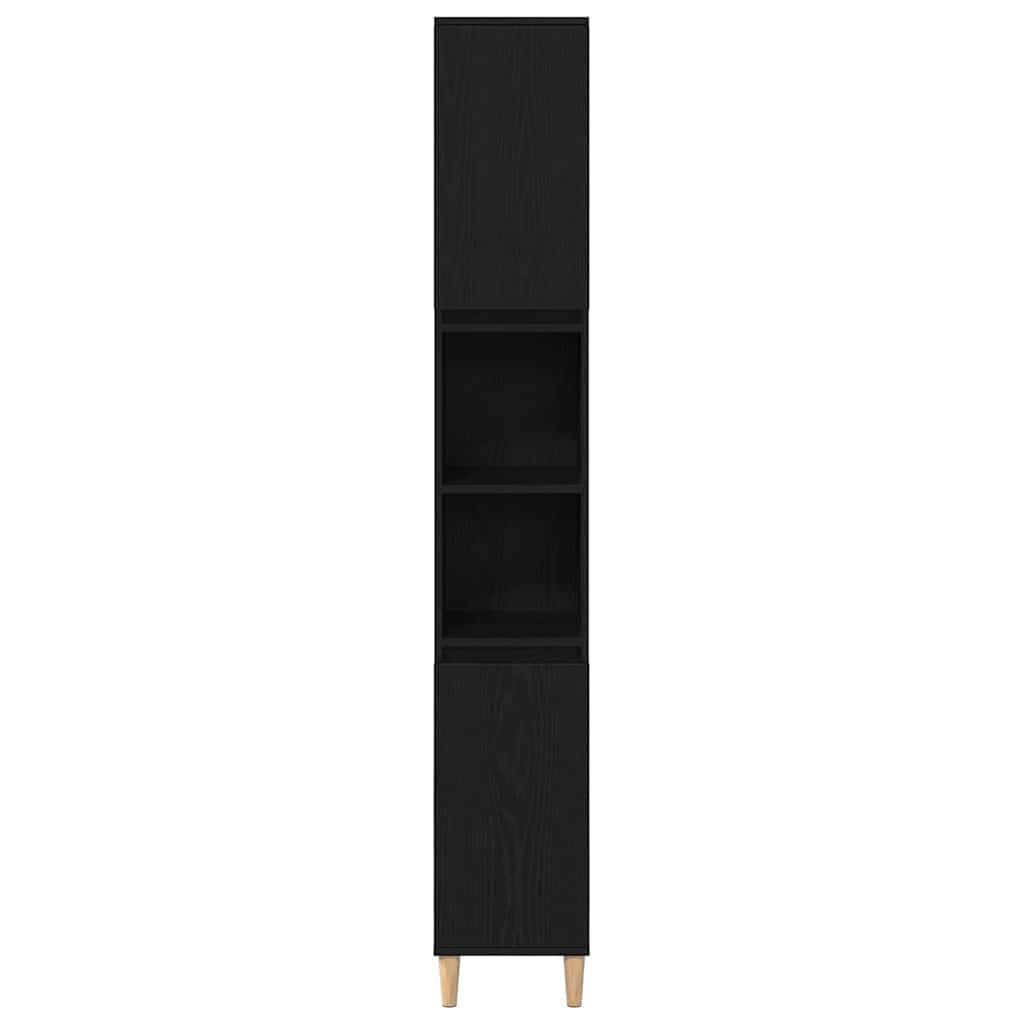 Bathroom Cabinet Black Oak 30 x 30 x 190 cm Engineered Wood