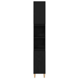 Bathroom Cabinet Black Oak 30 x 30 x 190 cm Engineered Wood - Close-Up Angle