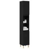 Bathroom Cabinet Black Oak 30 x 30 x 190 cm Engineered Wood - Side View