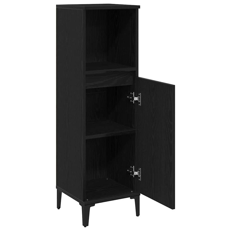 Bathroom Cabinet Black Oak 30 x 30 x 100 cm Engineered Wood
