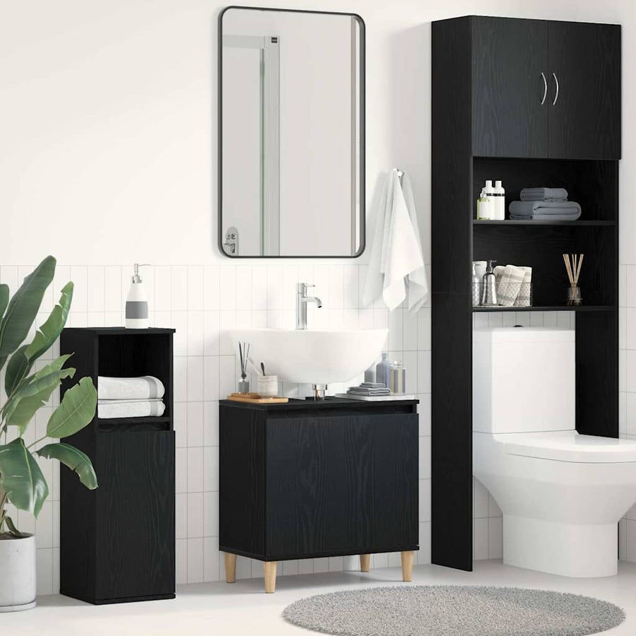 Bathroom Sink Cabinet Black Oak 58 x 33 x 60 cm Engineered Wood