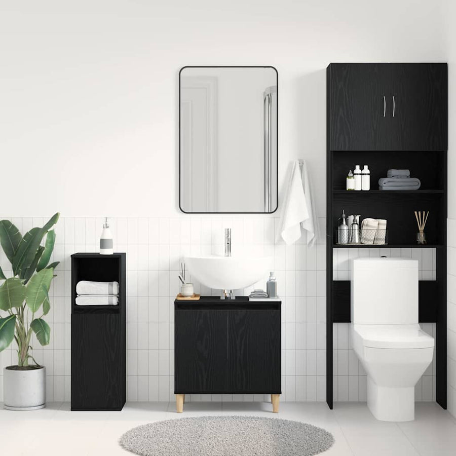 Bathroom Sink Cabinet Black Oak 58 x 33 x 60 cm Engineered Wood