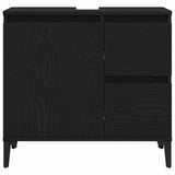 Bathroom Cabinet Black Oak 65 x 33 x 60 cm Engineered Wood - Close-Up Angle