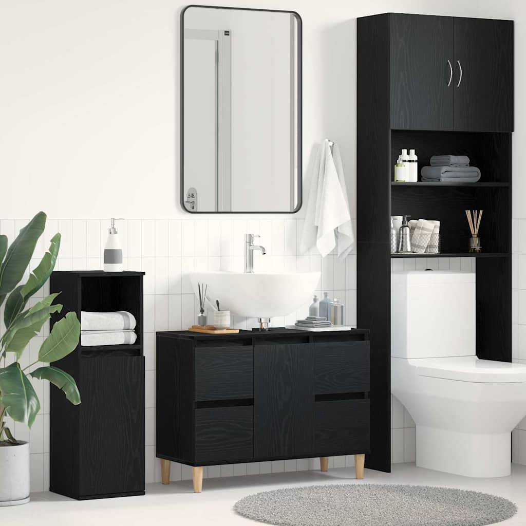 Sink cabinet Black oak 80 x 33 x 60 cm Engineered Wood