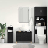 Sink cabinet Black oak 80 x 33 x 60 cm Engineered Wood - Top-Down View